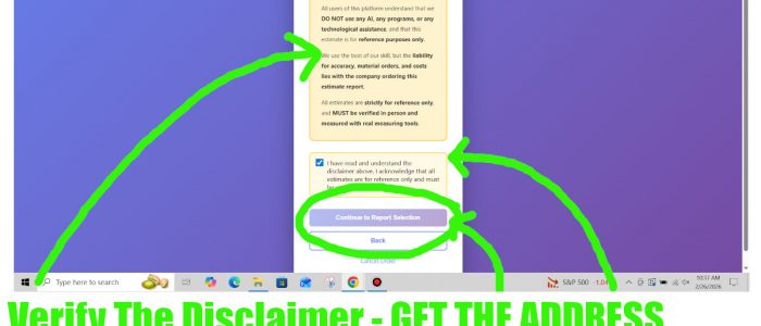 Verify Your Estimate Details and Discalimer