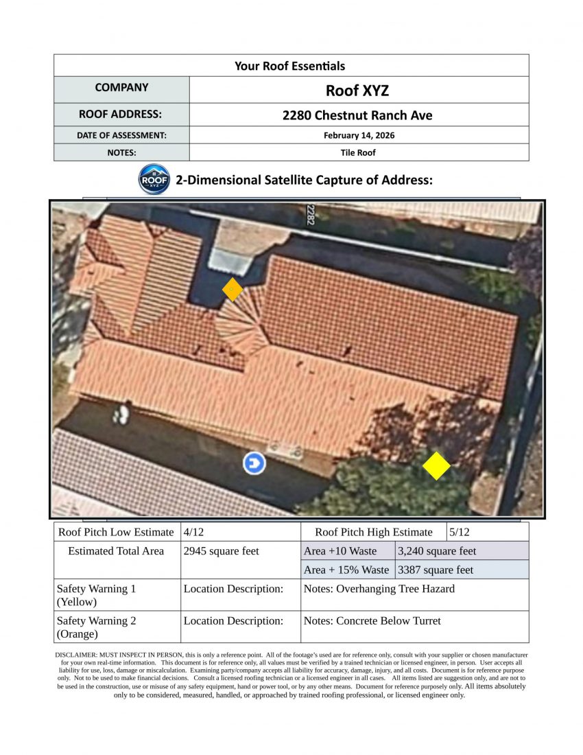 Roof XYZ Advanced Roof Estimate Aerial Roof Measurement, Satellite Roof Estimate, Cheapest Satellite Roof Estimate